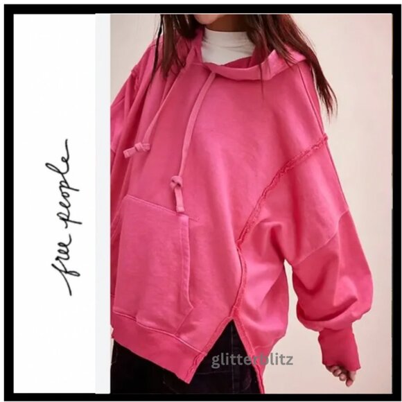 Free People We The Free Camden Hoodie Pullover - PINK BLAZE - Picture 9 of 12